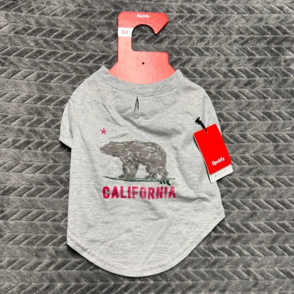 Reddy Cali Graphic Dog T-Shirt California Bear Surfboard Pet Tee Size M‎ (1461)